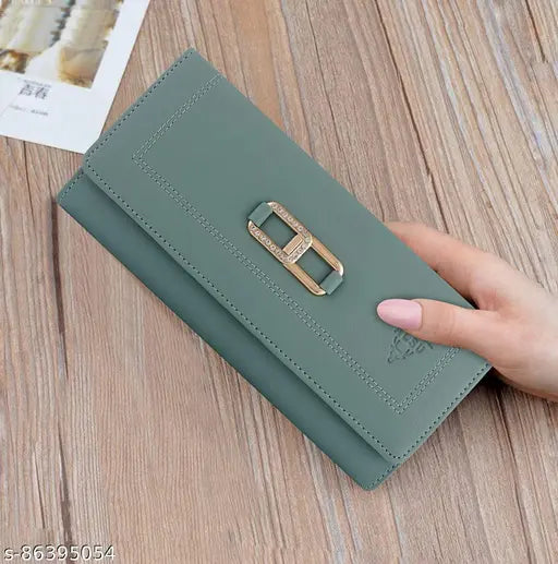 Black faux leather ALSU women's clutch wallet, 4 card slots & phone pocket, elegant design for various occasions