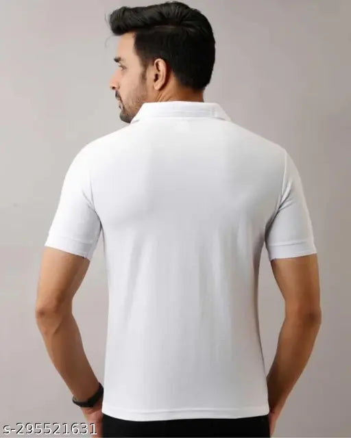Matty fabric polo cotton blend t-shirt, ultra soft and comfortable, solid color, short sleeves, L size (chest 42in, length 27in), made in India