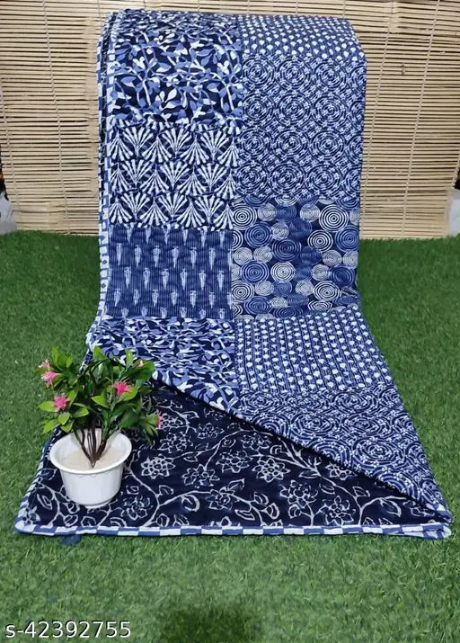 Unique Indian-made, patchwork & block print, reversible machine-stitched blinds shades