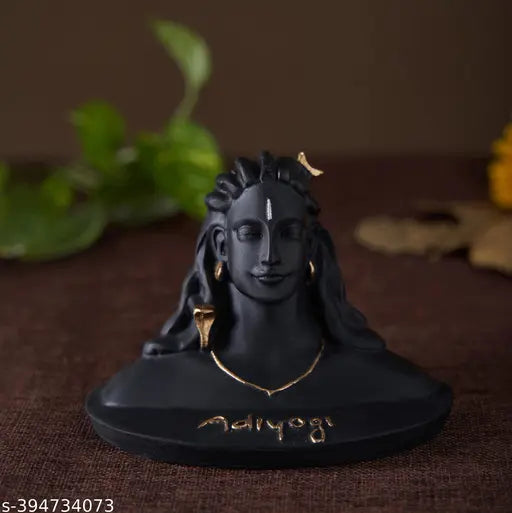 Brass Adi Shankara statue: OMAAYA Mahadev Shiva Showpiece for car or home decor, 10cm x 10cm x 10cm, miniature Adiyogi Murti from Coimbatore, India