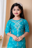 Rayon kurta set with skirt & dupatta for girls, printed ethic wear in 3-4, 4-5, 5-6 yrs sizes, handcrafted in India