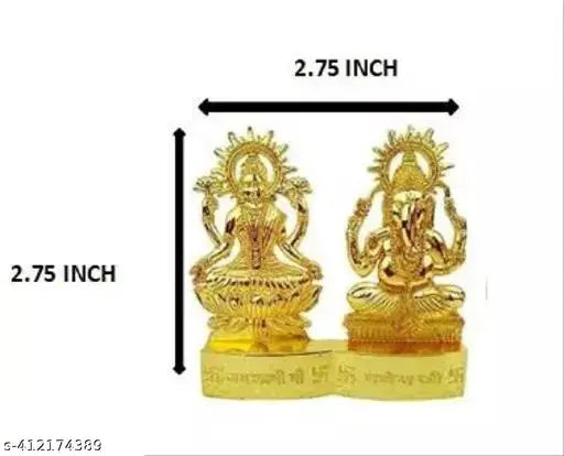 Brass Ganesha-Laxmi set (4x4 inch), Hindu God statues for home temple or decor. Elegant and durable, symbolizing good luck and an addition to home decor