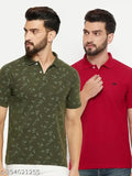 Men's cotton blend golf t-shirt pack (2 pieces), printed allover design, short sleeves, M-XXL sizes