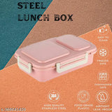 Stainless steel, leak-proof lunch tiffin box with chopsticks and spoon, reusable and microwave safe, perfect for adults and kids, random color