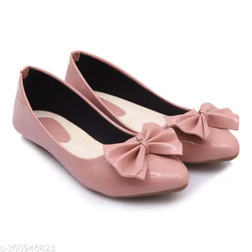 Patent leather peach ballerinas - solid, slip-on DENSI shoes in various sizes (IND-3, IND-4, IND-5, IND-6, IND-8), handcrafted from India