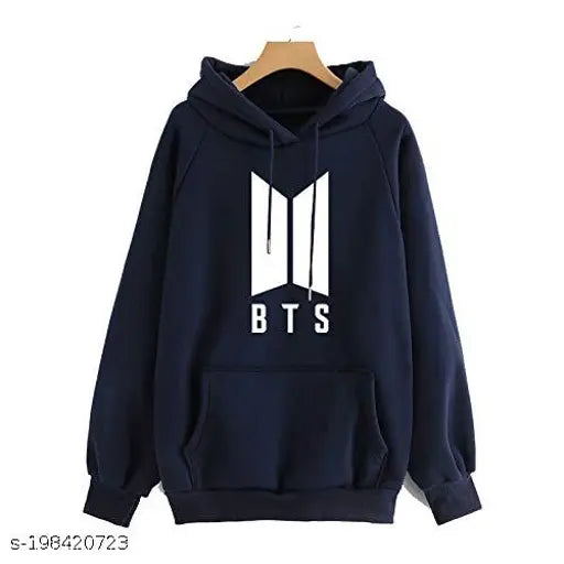 Blue BTS Printed Kids Hoodie, stylish winter wear, cotton blend, trending casual fashion, age 15-16 years
