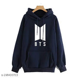 Blue BTS Printed Kids Hoodie, stylish winter wear, cotton blend, trending casual fashion, age 15-16 years