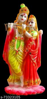 Multicolor Big Size PVC Radha Krishna Idol, vibrant representation of Hindu deities for home decor, 23 cm high