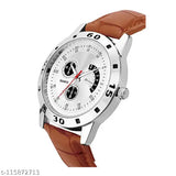 Yellow cotton baseball cap, brown leather watch (set of 2) - casual accessory pack for men, India origin