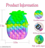 Big size pineapple design popit sling bag, vibrant colorblock fabric, single compartment for girls & kids