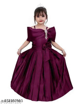 Stylish purple party dress for girls, solid design with short sleeves, best selling full length/maxi maxi dress, soft blackberry and silk fabric. Ideal for birthdays or celebrations