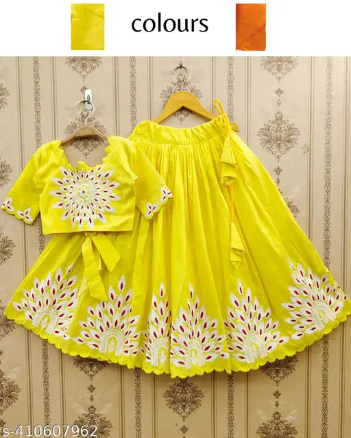 Taffeta silk lehenga choli for baby girl: intricately embroidered, mid-calf length traditional kids outfit