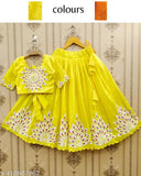 Taffeta silk lehenga choli for baby girl: intricately embroidered, mid-calf length traditional kids outfit