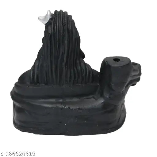 Handcrafted poly resin Lord Shiva Smoke Backflow Showpiece with reversed smoke waterfall effect, ideal for incense holders or gifting. Made in India