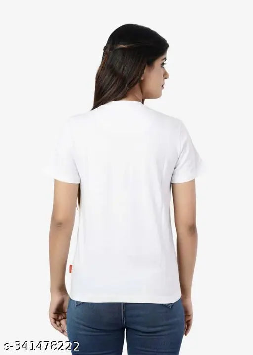 TomJerry women's and girls' polyester short-sleeved t-shirt, white with printed net design, half tee, soft fabric from India