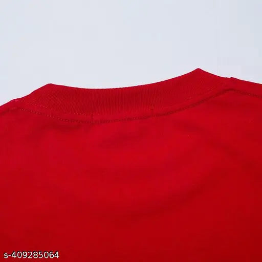 Coffee First Red Unisex Oversized Cotton Blend T-shirt with printed net design, perfect casual wear