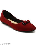 Red synthetic ballerinas, slip-on design for women, Laxmi trace stylish footwear