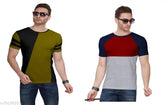 Cotton blend colorblocked mens round neck t-shirt (pack of 2) - ideal for casual wear, Indian origin