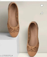 Brown synthetic leather slip-on ballerinas for women, comfortable and stylish footwear for girls and ladies