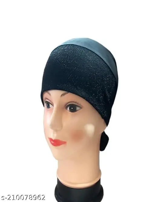 Solid cotton canvas shimmer cap - Indian Muslim women's head wrap