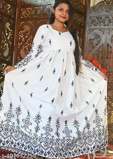 Embroidered rayon Anarkali kurti, fancy new stylish long-sleeved printed, single size available in various options, India origin