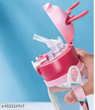 Modern multicolor, lightweight & durable 650ml kids water bottle with straw - BIS/ISI certified reusable set of 1