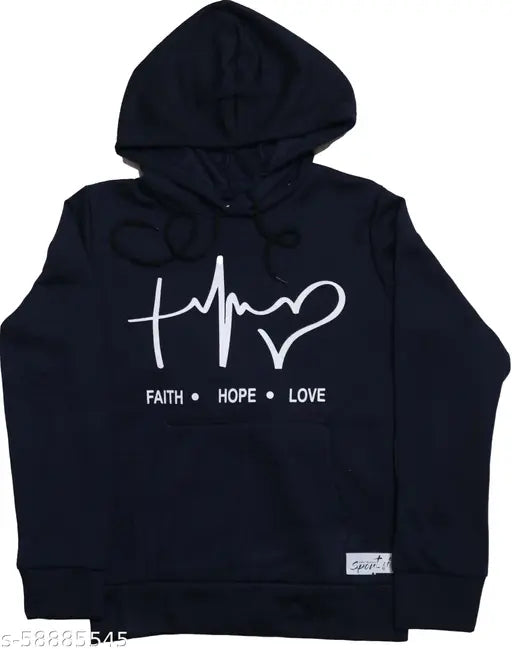 Black wool sweatshirt & hoodie for boys, printed design, long sleeves, 9-14 years old, India origin