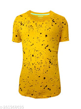 Yellow cotton short-sleeved AOP tee by Expluss Mens, printed design on front, XS, S, M sizes