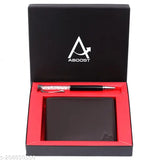 Genuine leather, trendy solid men's wallet with RFID protection and 2 compartments