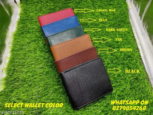 Trendy men's black customized name faux leather wallet with 5 compartments, solid design for Gillkart, order via WhatsApp