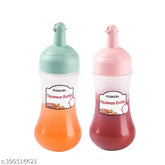 Transparent plastic squeezy sauce bottles, pack of 2 in multiple colors, leak-proof, flexible dispenser, ideal for condiments like ketchup, oil, and salad dressings