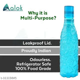 Clear sparkle water bottle pack of 3 (1L each) - Fancy, food-grade plastic, Indian-made, leak-proof & unbreakable