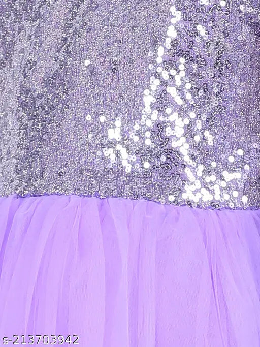 Lavender embellished net party dress for girls age 1-2 years, Indian origin