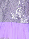 Lavender embellished net party dress for girls age 1-2 years, Indian origin