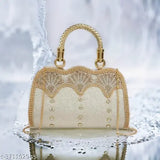 Golden PU clutch bag, 2 compartments, free size (10in x 3in), elegant accessory for ladies