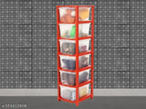 Transparent red 6-layer plastic drawer storage organizer for efficient home organization