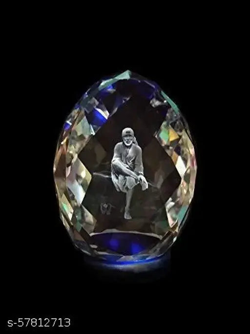 Blue Crystal Shirdi Sai Baba Idol (2 inches) - Exclusive decorative item from Shinde Exports, India