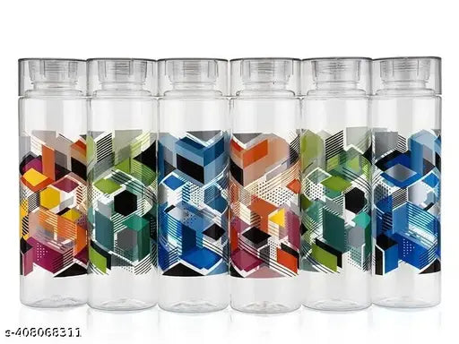 Multicolor pack of 3 unbreakable plastic fridge water bottles with leak-proof caps, ideal for office, sports, school, and travel
