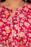 Red rayon plus size short kurti, printed combo for trendy Indian fashion