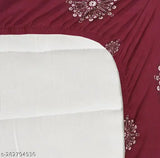 Maroon HOMICON cotton 220TC fitted king size bedsheet with botanical print & 2 pillow covers, ideal for summer use