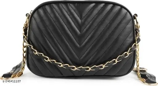 PU women's fancy sling bag, classic attractive design, two compartments, free size (8in x 3in x 7in), made in India