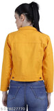 Twill Orange Women's Denim Regular Jacket, solid pattern, long sleeves, size S (bust 34in, length 17in), made in India