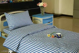 Blue line cotton striped flat sheet, superfine quality for mild winter adult use, pure cotton hospital and home decor