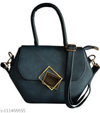 Blue synthetic slingbag/cross body bag with 1 hand handle and 1 shoulder strap. Spacious interior for essentials. Indian design with stitched borders, lightweight and easy to carry. (Approx dimensions: 18cm x 20cm x 7cm)