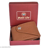 MATIN LIFE solid PU men's wallet with 2 compartments, free size, genuine leather, magnetic closure, coin pocket, India-crafted