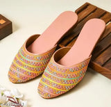 Synthetic embellished ballerina mules for women, slip-on style in various sizes (IND-4 to IND-9)