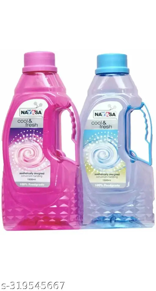 Multicolor BPA Free PET Fridge Water Bottle Pack of 2, leak-proof with wide mouth for easy use and hydration solution, made in India