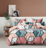 King-sized cotton bedsheet set, 280TC, 108x108 inches with 2 pillow covers, ideal for home and hotels