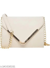 White PU sling bag, solid net design for women, free size - India