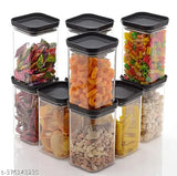 Transparent plastic kitchen storage container set, unbreakable and airtight, ideal for dry fruit and cereal, pack of 10 (1100ml each)